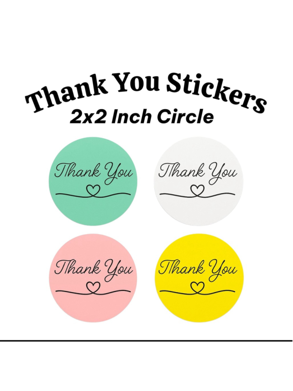 75 Thank You Stickers 2 Inch Circle Simple Heart Design Small Business Packaging